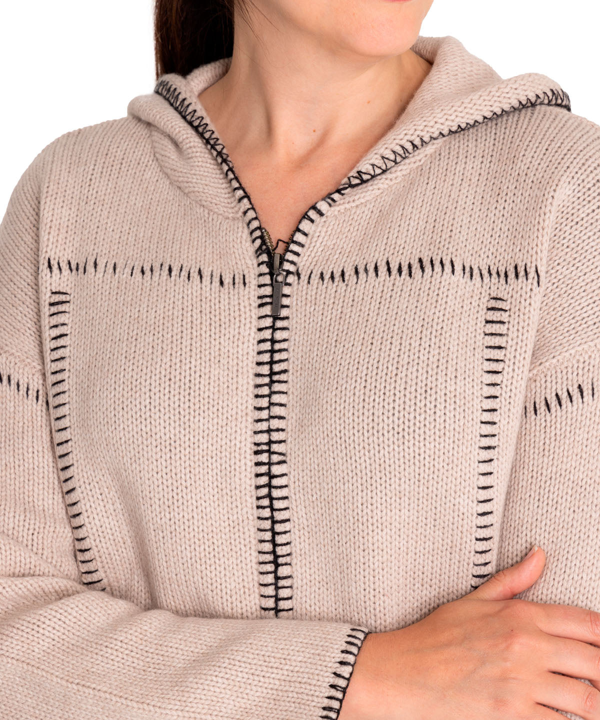 Sweater Fibras Recicladas Mujer Canela Blanco Rockford