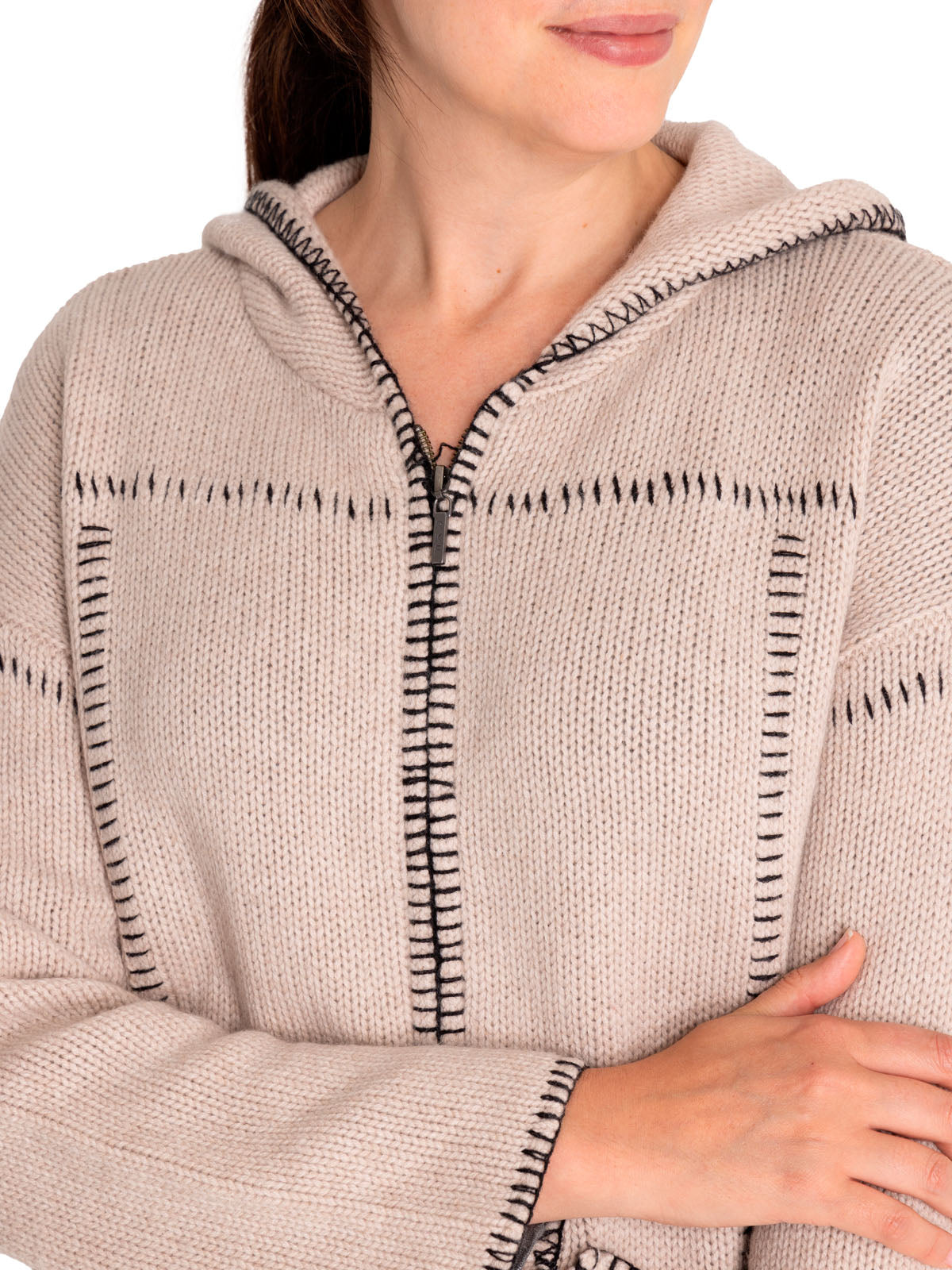 Sweater Fibras Recicladas Mujer Canela Blanco Rockford
