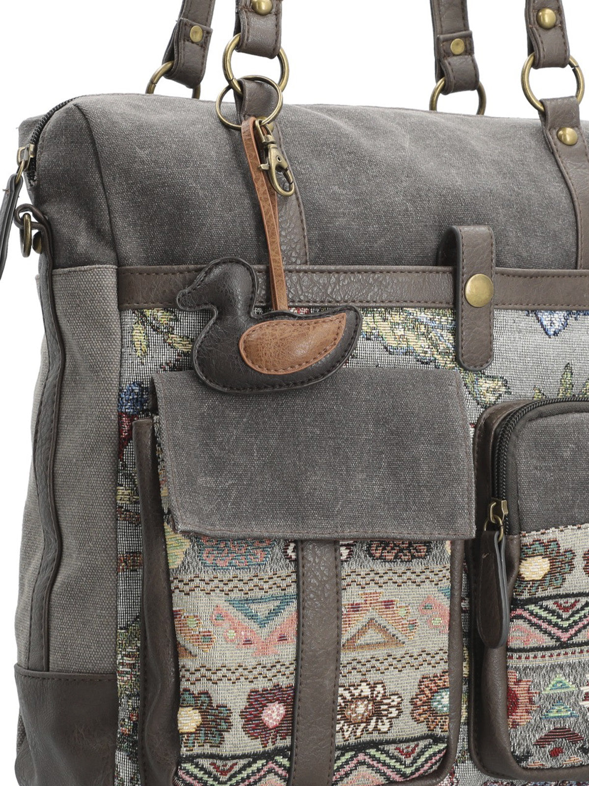 Cartera Textil Mujer Atzi Bag Gris Rockford