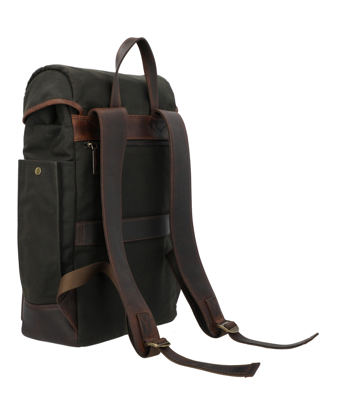 Mochila Canvas Engrasado Inglés Y Cuero Unisex Uk Norwich Back Café Rockford