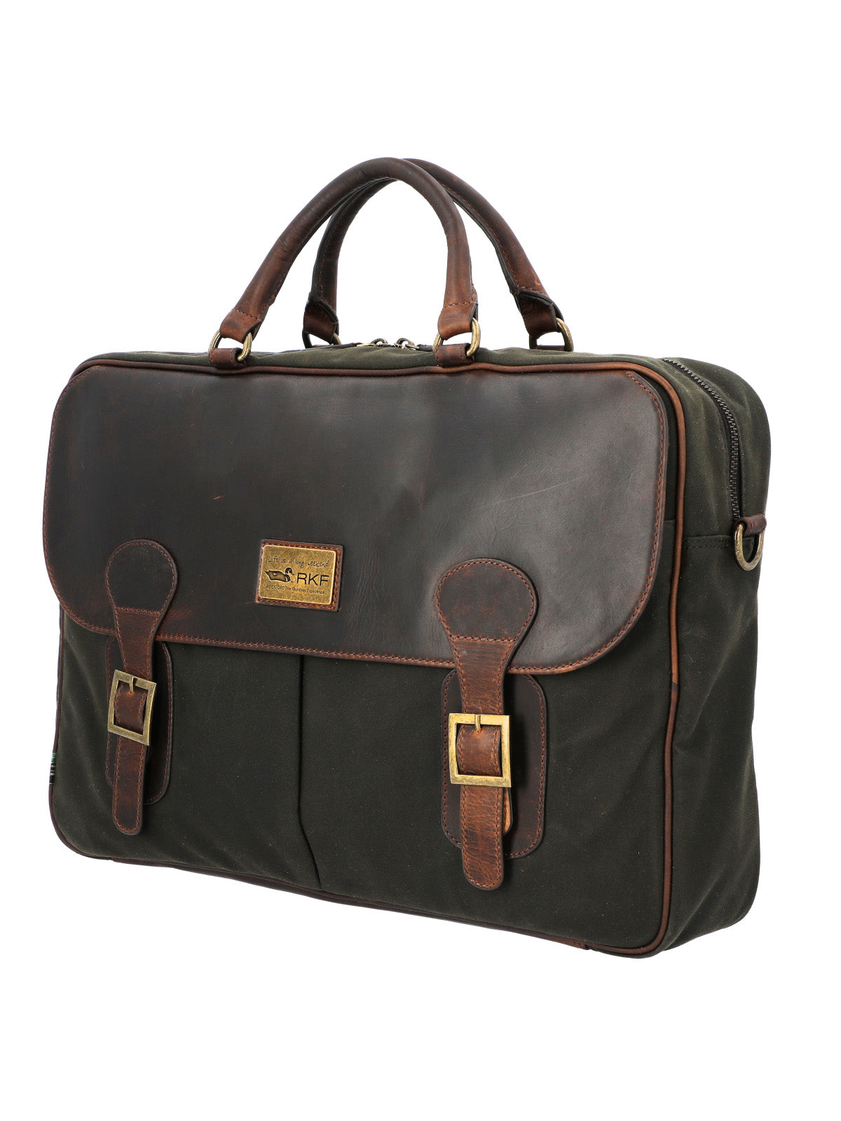Maletin Canvas Engrasado Inglés Y Cuero Unisex Uk Telford Bag Café Rockford