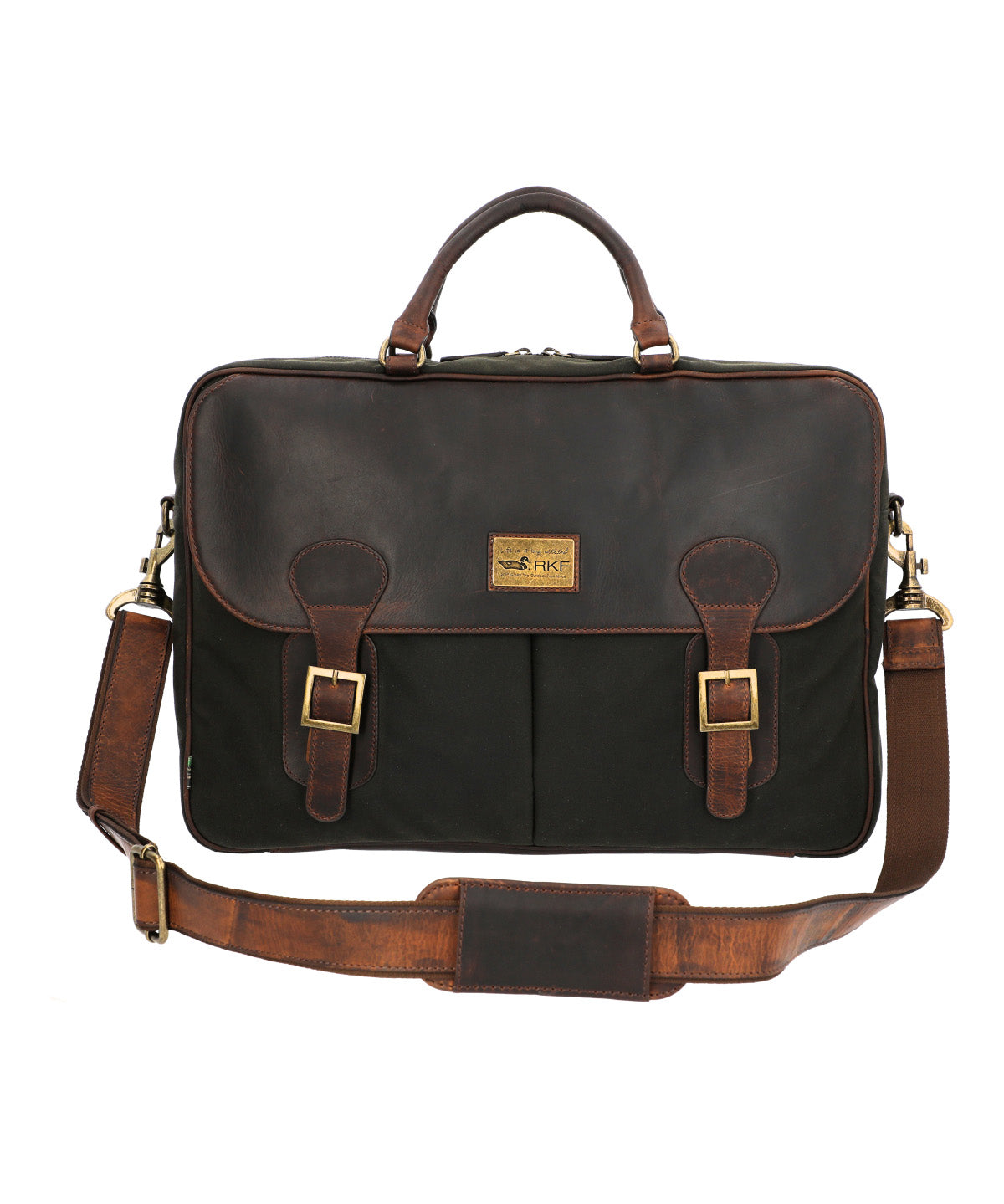 Maletin Canvas Engrasado Inglés Y Cuero Unisex Uk Telford Bag Café Rockford