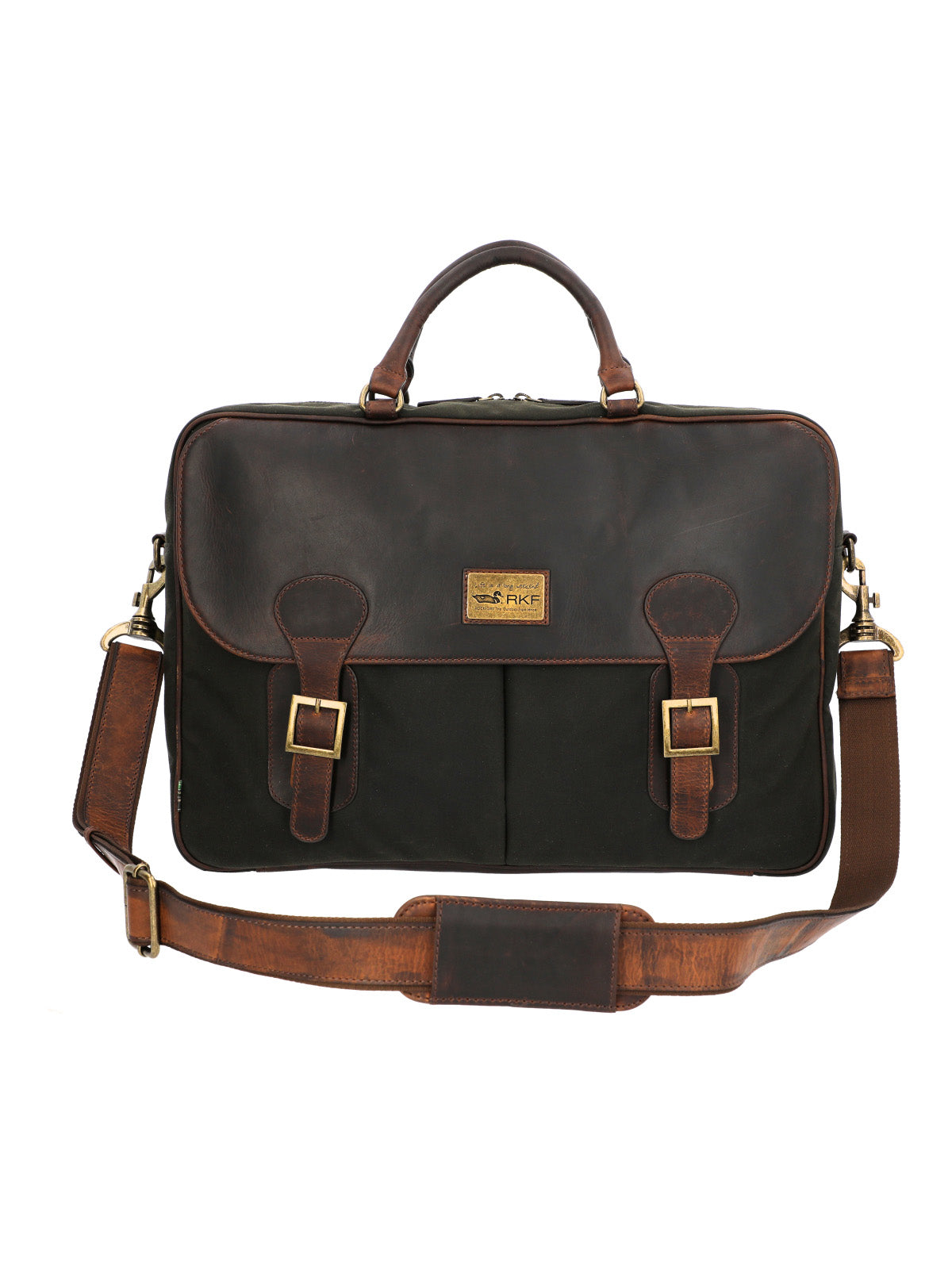 Maletin Canvas Engrasado Inglés Y Cuero Unisex Uk Telford Bag Café Rockford