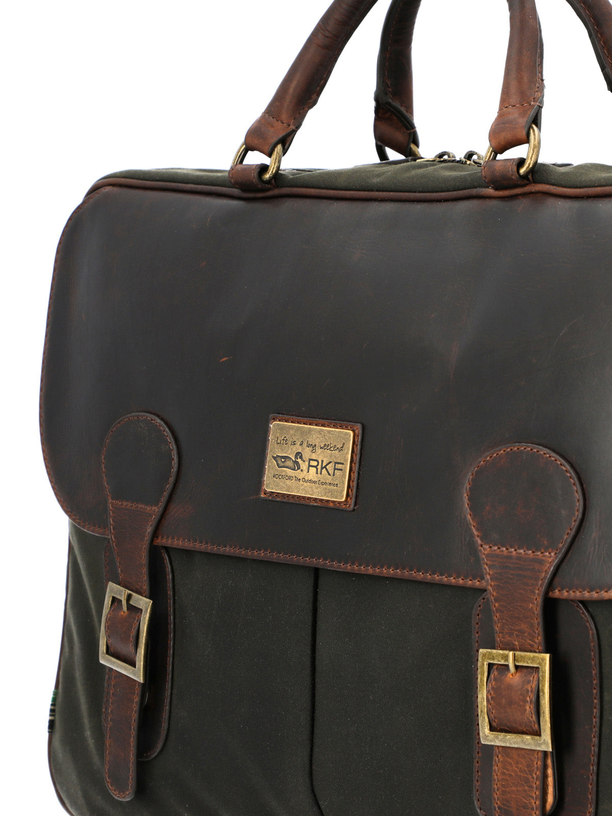 Maletin Canvas Engrasado Inglés Y Cuero Unisex Uk Telford Bag Café Rockford