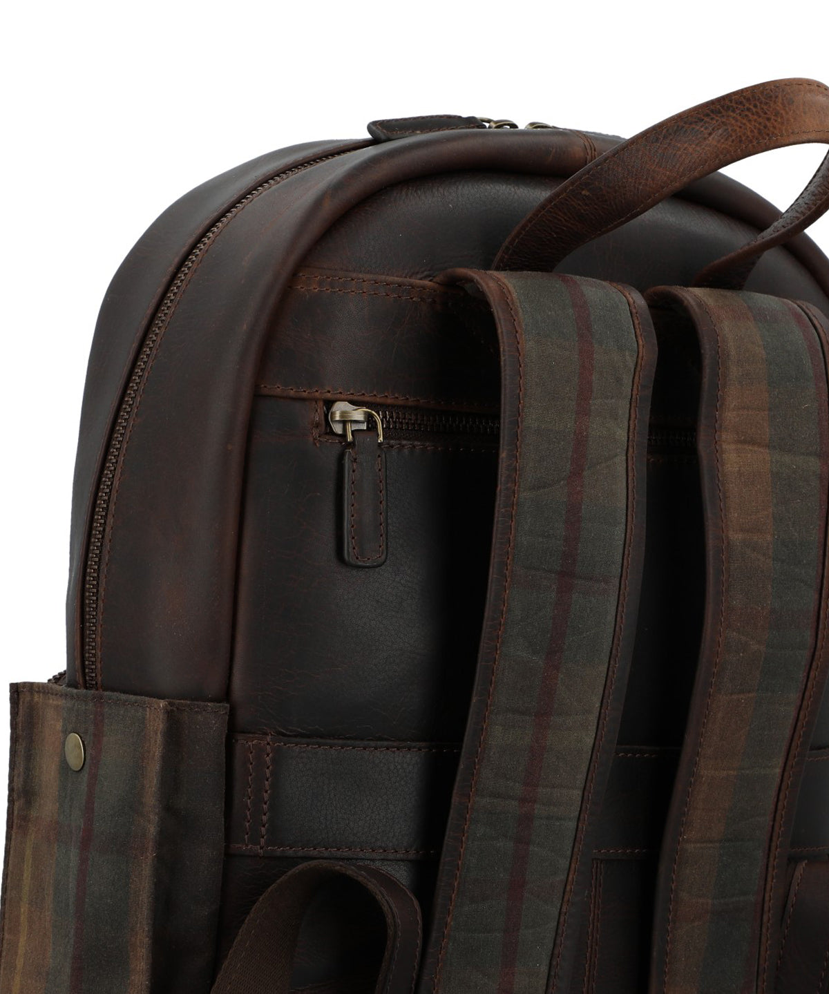 Mochila Canvas Engasado Inglés Y Cuero Unisex Uk Cardiff Back Café Rockford