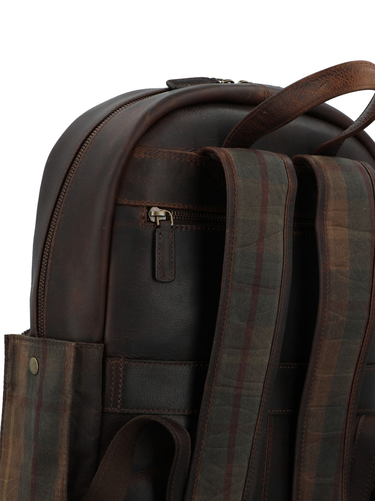 Mochila Canvas Engasado Inglés Y Cuero Unisex Uk Cardiff Back Café Rockford