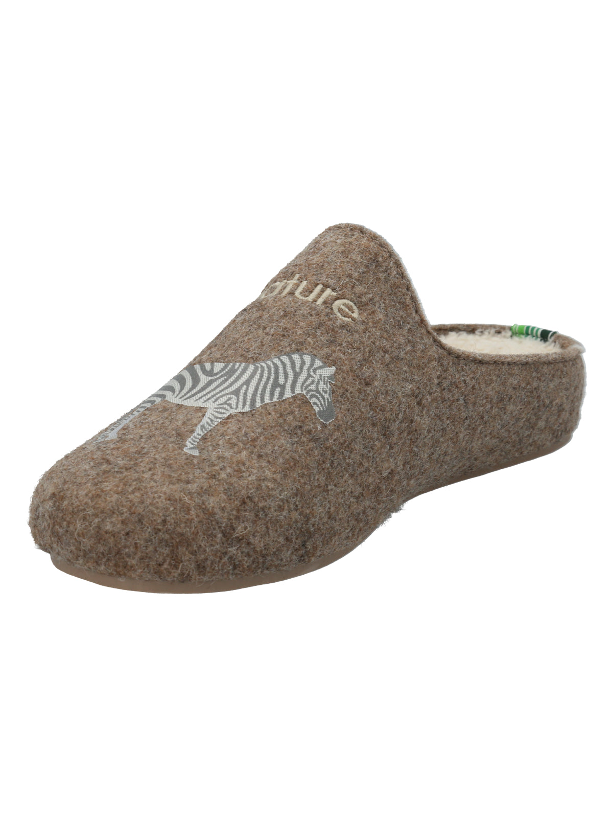 Pantufla Fibras Recicladas Unisex Slipper Zebra Café Rockford
