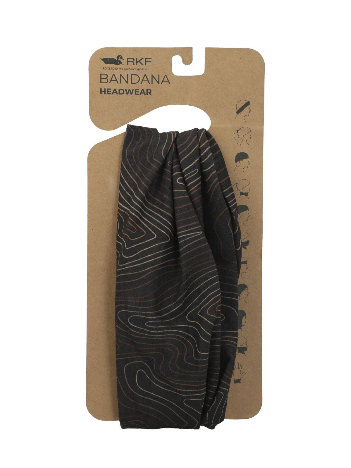 Bandana Fibras Recicladas Unisex Rkf Topography Buff Café Rockford